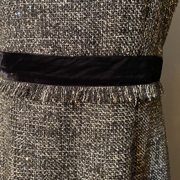 J Crew Sparkle Tweed sheath dress velvet frayed - Picture 10 of 16